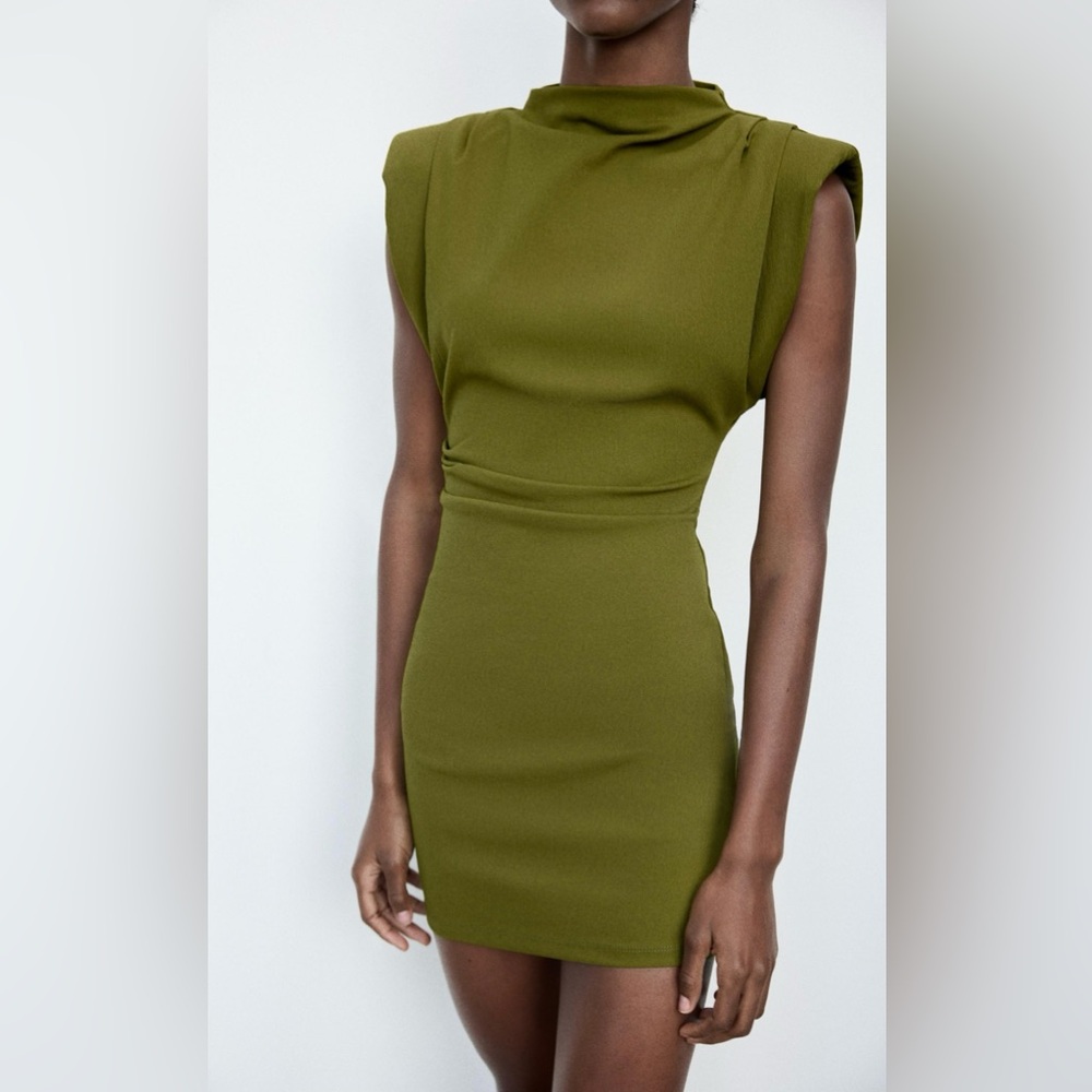 Zara Elegant Olive Green Women's Dress